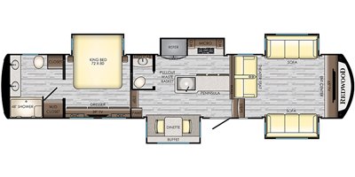 2019 CrossRoads Redwood RW3951MB floorplan