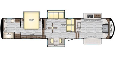 2019 CrossRoads Redwood RW3981FK floorplan