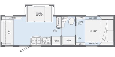 2020 Winnebago Micro Minnie Fifth Wheel 2405RL floorplan