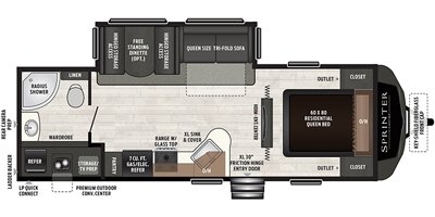 2020 Keystone Sprinter Campfire 26RB floorplan