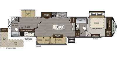 2020 Keystone Avalanche 395BH floorplan