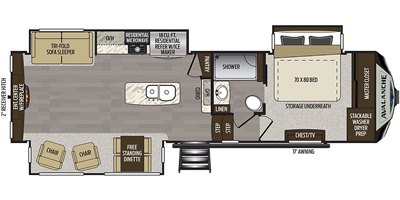 2020 Keystone Avalanche 301RE floorplan