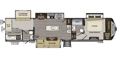 2020 Keystone Avalanche 379BH floorplan