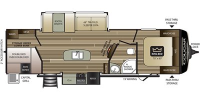 2020 Keystone Cougar Half-Ton (West) 31BHKWE floorplan