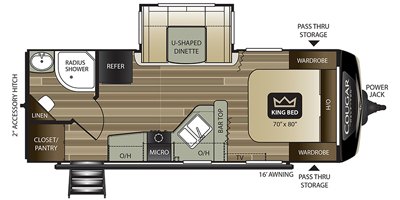 2020 Keystone Cougar Half-Ton (East) 22RBS floorplan