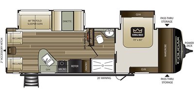 2020 Keystone Cougar Half-Ton (East) 29RLD floorplan