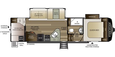2020 Keystone Cougar Half-Ton (East) 29RDB floorplan