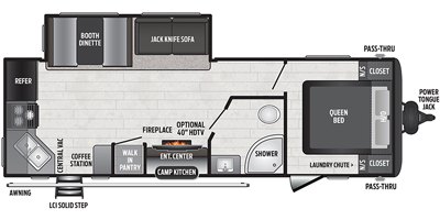 2020 Keystone Hideout LHS (East) 258LHS floorplan