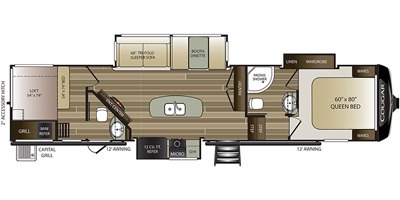 2020 Keystone Cougar (East) 364BHL floorplan