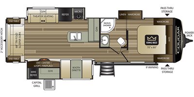 2020 Keystone Cougar Half-Ton (West) 29RLKWE floorplan