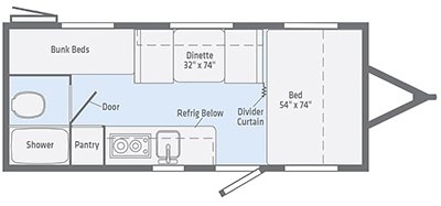 2020 Winnebago Micro Minnie 1700BH floorplan