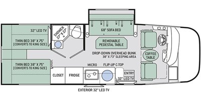 2020 Thor Motor Coach Axis® RUV™ 24.1 floorplan