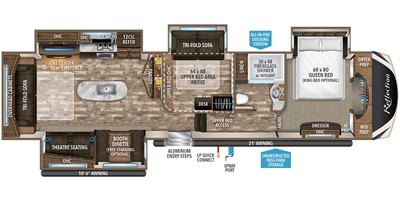 2020 Grand Design Reflection (Fifth Wheel) 367BHS floorplan