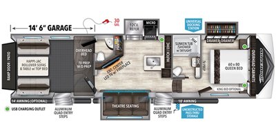 2020 Grand Design Momentum G-Class (Fifth Wheel) 350G floorplan