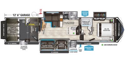 2020 Grand Design Momentum M-Class 395M floorplan