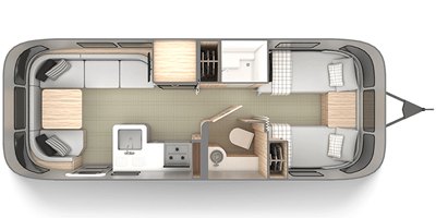 2020 Airstream Globetrotter® 25FB Twin floorplan