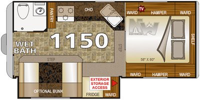 2020 Northwood Arctic Fox Camper 1150 floorplan