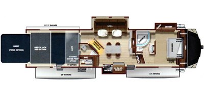 2020 Highland Ridge Highlander HF387H floorplan