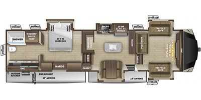 2020 Highland Ridge Mesa Ridge MF378RBS floorplan