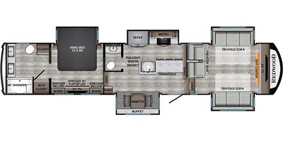 2020 CrossRoads Redwood RW3951MB floorplan