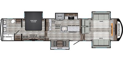2020 CrossRoads Redwood RW3951WB floorplan