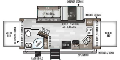 2020 Forest River Flagstaff Shamrock 23FK floorplan