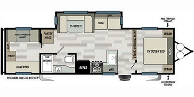 2020 Forest River Wildwood West 30QBSS floorplan