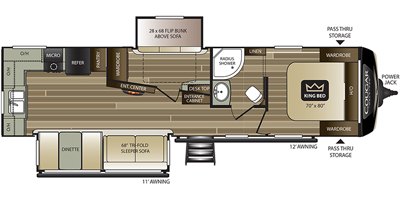 2020 Keystone Cougar Half-Ton (East) 31MBS floorplan