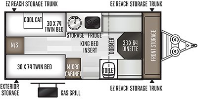 2020 Forest River Flagstaff Hard Side T21TBHW floorplan