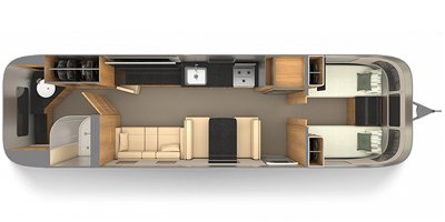 2020 Airstream Classic 33FB Twin floorplan