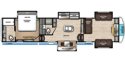 2020 Forest River Riverstone 39RBFL floorplan