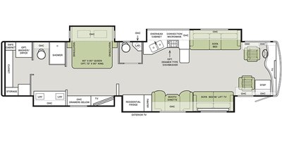 2020 Tiffin Motorhomes Phaeton 44 OH floorplan