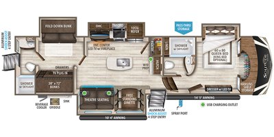 2021 Grand Design Solitude S-Class 3950BH-R floorplan