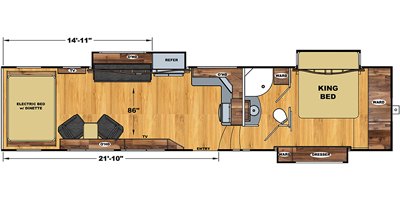 2021 Eclipse Attitude Wide Body 5th Wheel 3422 RR floorplan