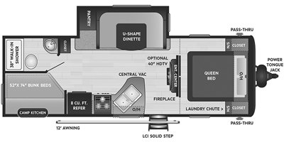 2021 Keystone Hideout (Travel Trailer - West) 24BHWE floorplan