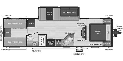 2021 Keystone Hideout (Travel Trailer - East/All) 290QB floorplan
