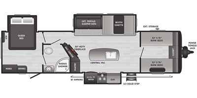 2021 Keystone Hideout (Travel Trailer - East/All) 32FBTS floorplan