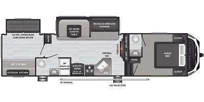 2021 Keystone Hideout (Fifth Wheel) 308BHDS floorplan