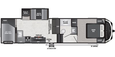 2021 Keystone Hideout (Fifth Wheel) 295BHS floorplan