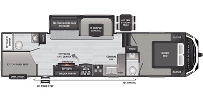 2021 Keystone Hideout (Fifth Wheel) 301DBS floorplan