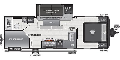 2021 Keystone Hideout (Travel Trailer - East/All) 250BH floorplan
