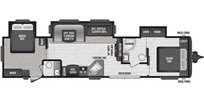 2021 Keystone Hideout (Travel Trailer - East/All) 38FQTS floorplan