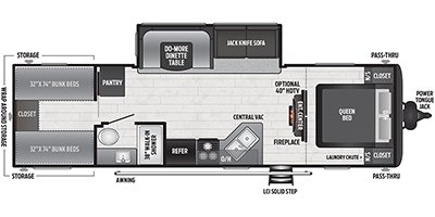 2021 Keystone Hideout (Travel Trailer - West) 29BQWE floorplan