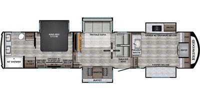 2021 CrossRoads Redwood RW3981FK floorplan