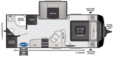 2021 Keystone Cougar Half-Ton (East) 22RBS floorplan