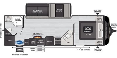 2021 Keystone Cougar Half-Ton (East) 26RBS floorplan