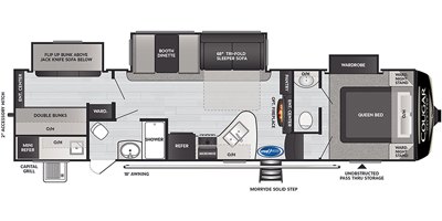 2021 Keystone Cougar Half-Ton (All Regions) 32BHS floorplan