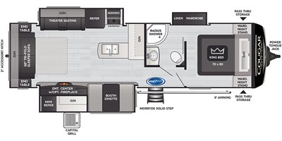 2021 Keystone Cougar Half-Ton (West) 29RLKWE floorplan