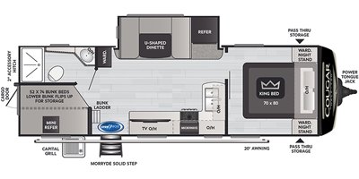 2021 Keystone Cougar Half-Ton (West) 25DBSWE floorplan