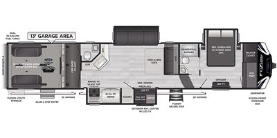 2021 Keystone Fuzion 428 floorplan